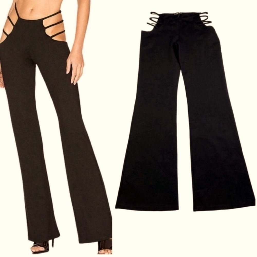I.AM.GIA Lucid Pants Size Large NWT Black Side Cutouts Flare Leg Sexy